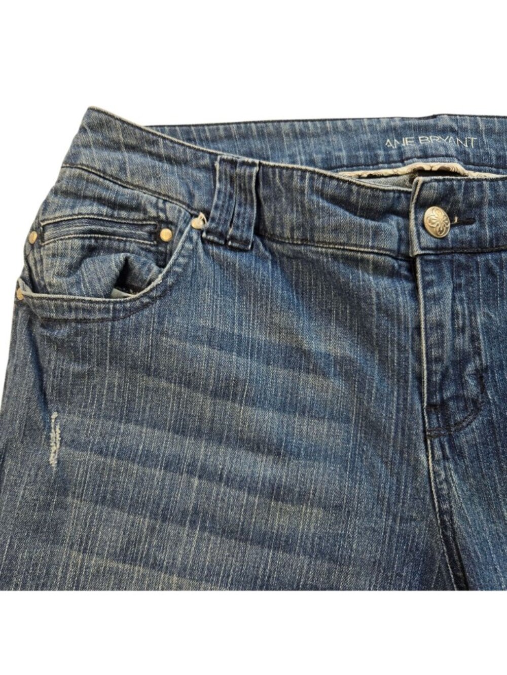 Lane Bryant Womens Embroidered Denim Jeans Distressed Medium Wash Size 20 Averag - Picture 9 of 16